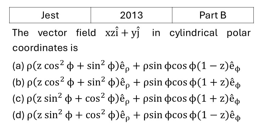 JEST 2013 Vector Analysis previous year question JEST_2013_Q37