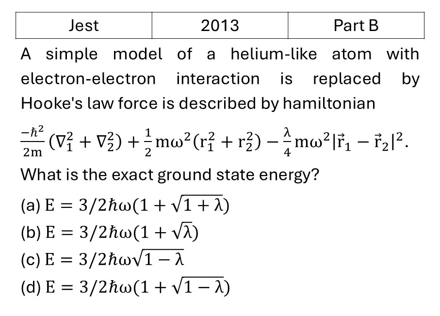 JEST 2013 Pertubation theory previous year question JEST_2013_Q39