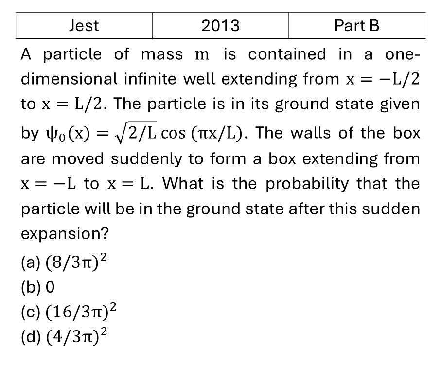 JEST 2013 Basic Quantum Mechanics previous year question JEST_2013_Q41