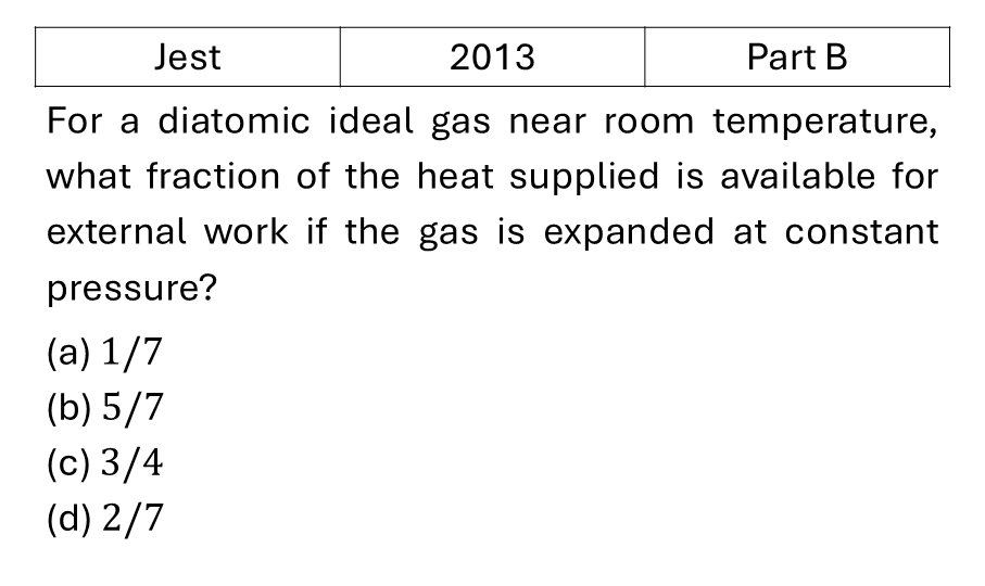 JEST 2013 Laws of thermodynamics previous year question JEST_2013_Q43
