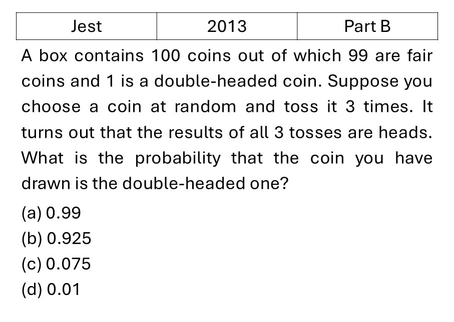JEST 2013 Probability previous year question JEST_2013_Q44