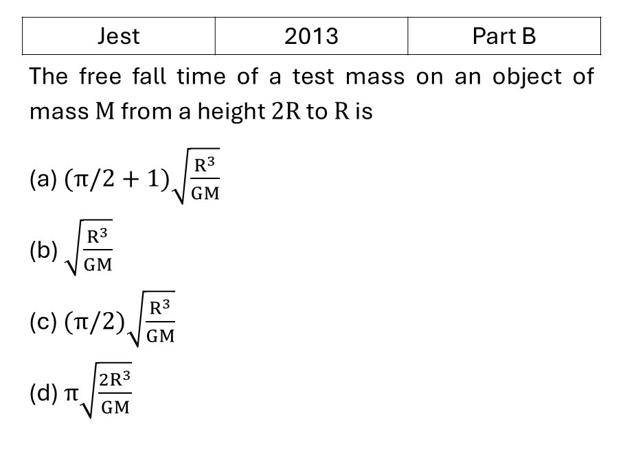 JEST 2013 Central Force and Gravitation previous year question JEST_2013_Q45