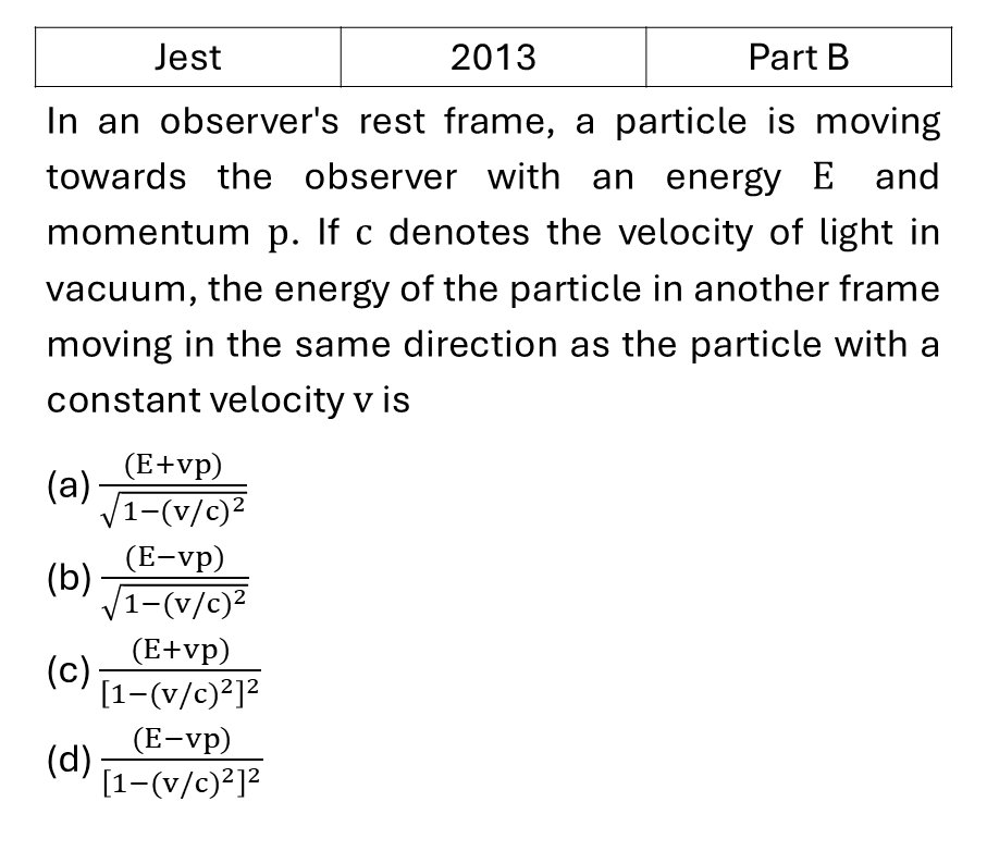 JEST 2013 Relativity previous year question JEST_2013_Q47