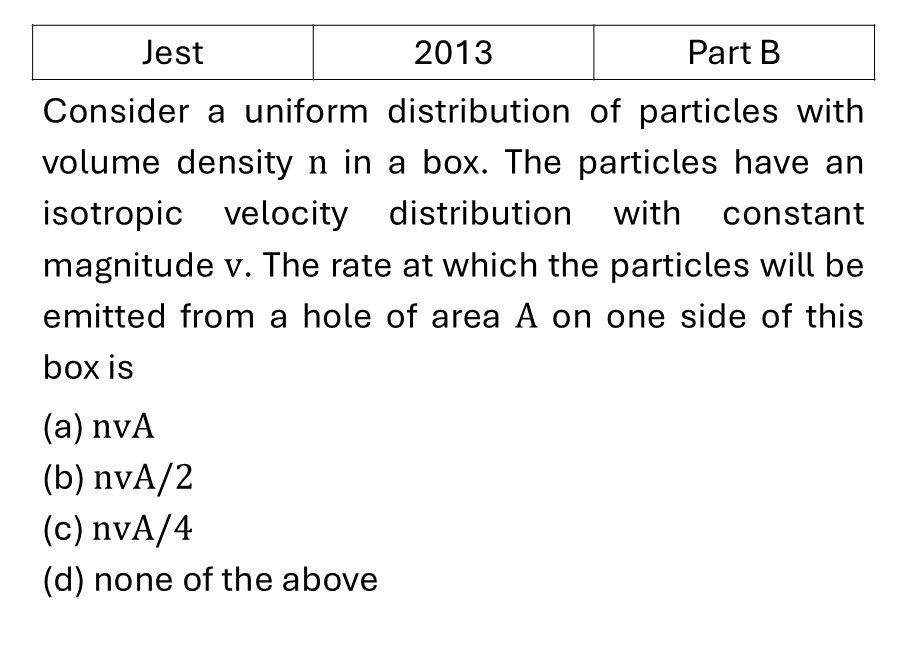 JEST 2013 Kinetic theory of gases previous year question JEST_2013_Q48