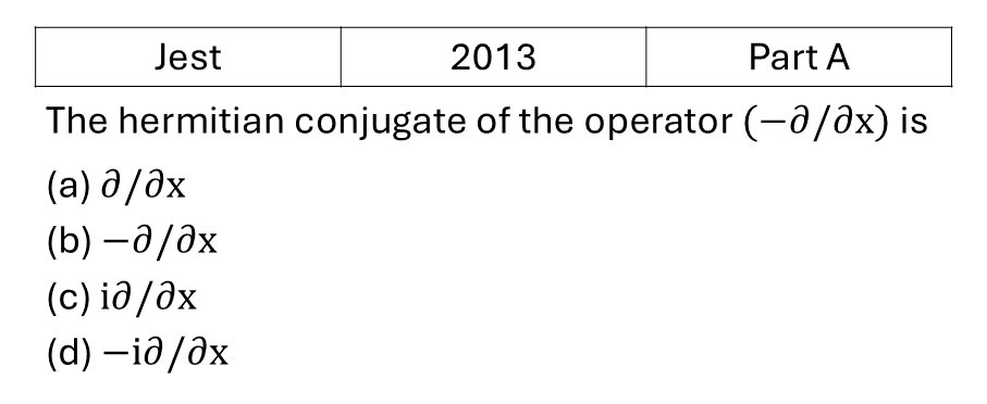 JEST 2013 Basic Quantum Mechanics previous year question JEST_2013_Q8