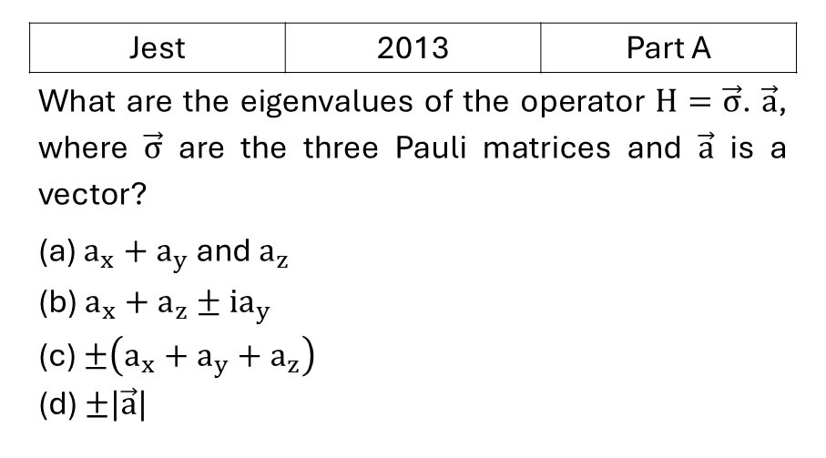JEST 2013 Angular momentum and hydrogen atom previous year question JEST_2013_Q9