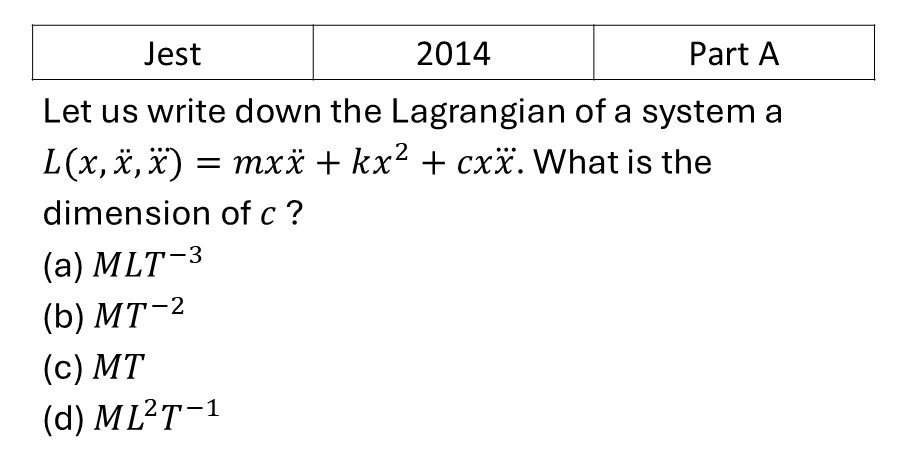 JEST 2014 Lagrangian and Hamiltonian previous year question JEST_2014_Q16
