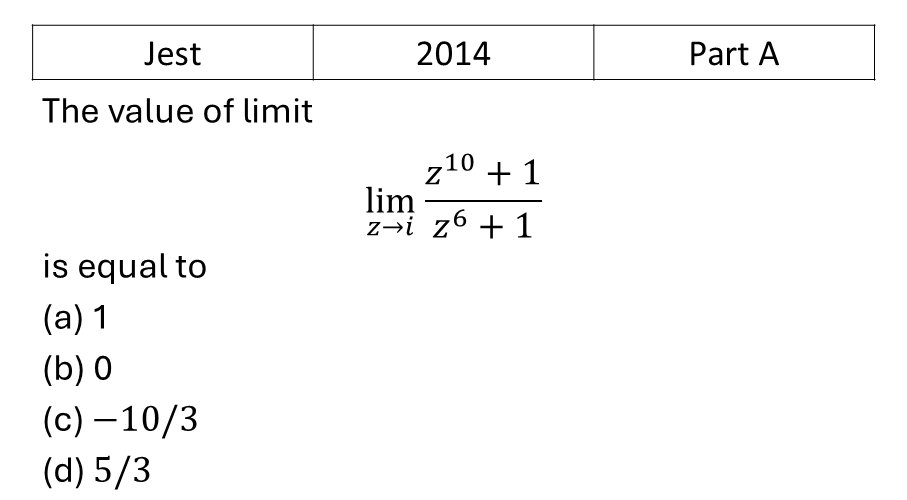 JEST 2014 Basic Calculus previous year question JEST_2014_Q20