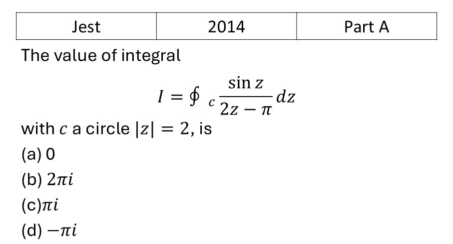 JEST 2014 Complex Analysis previous year question JEST_2014_Q23