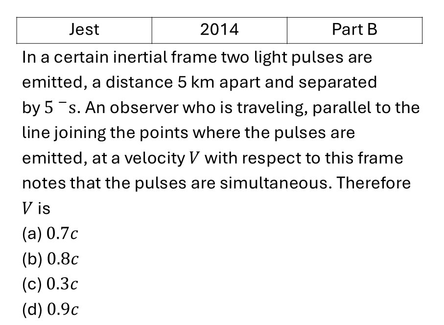 JEST 2014 Relativity previous year question JEST_2014_Q27