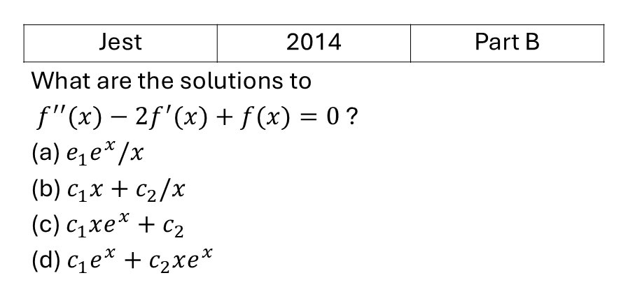 JEST 2014 Differential Equation previous year question JEST_2014_Q32