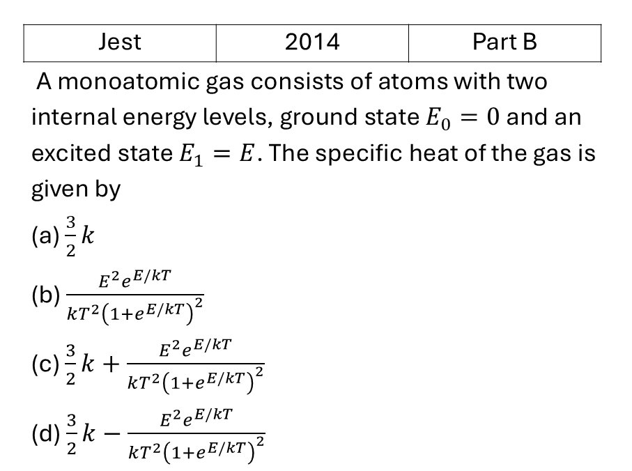 JEST 2014 Canonical Ensemble previous year question JEST_2014_Q44