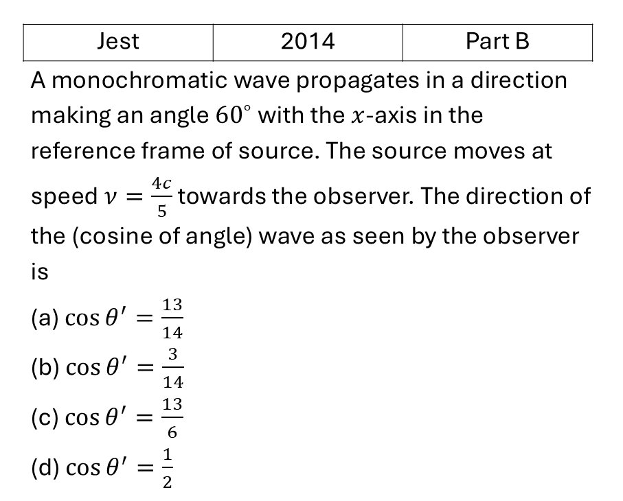 JEST 2014 Relativity previous year question JEST_2014_Q46
