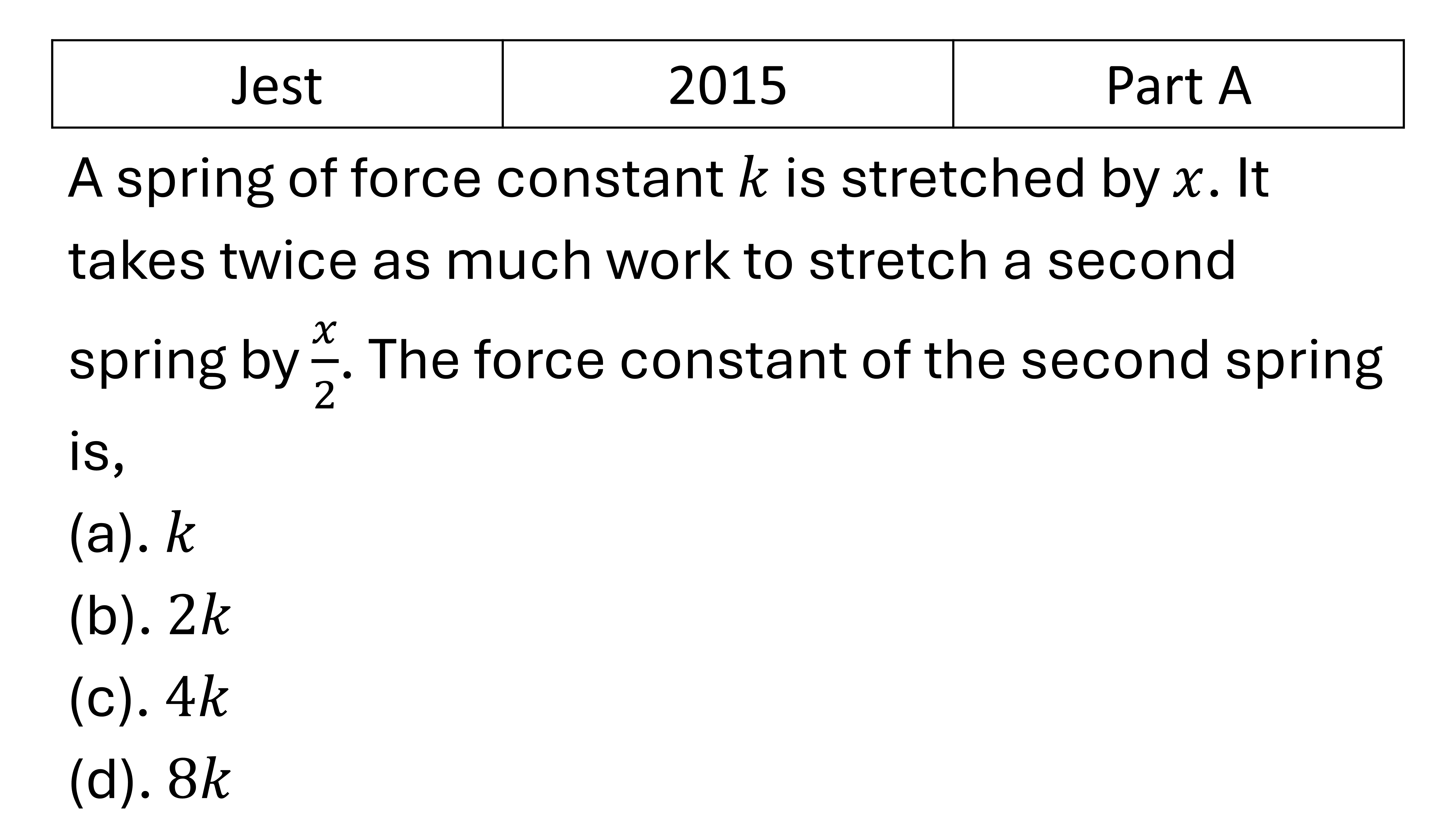JEST 2015 Oscillations previous year question JEST_2015_Q12