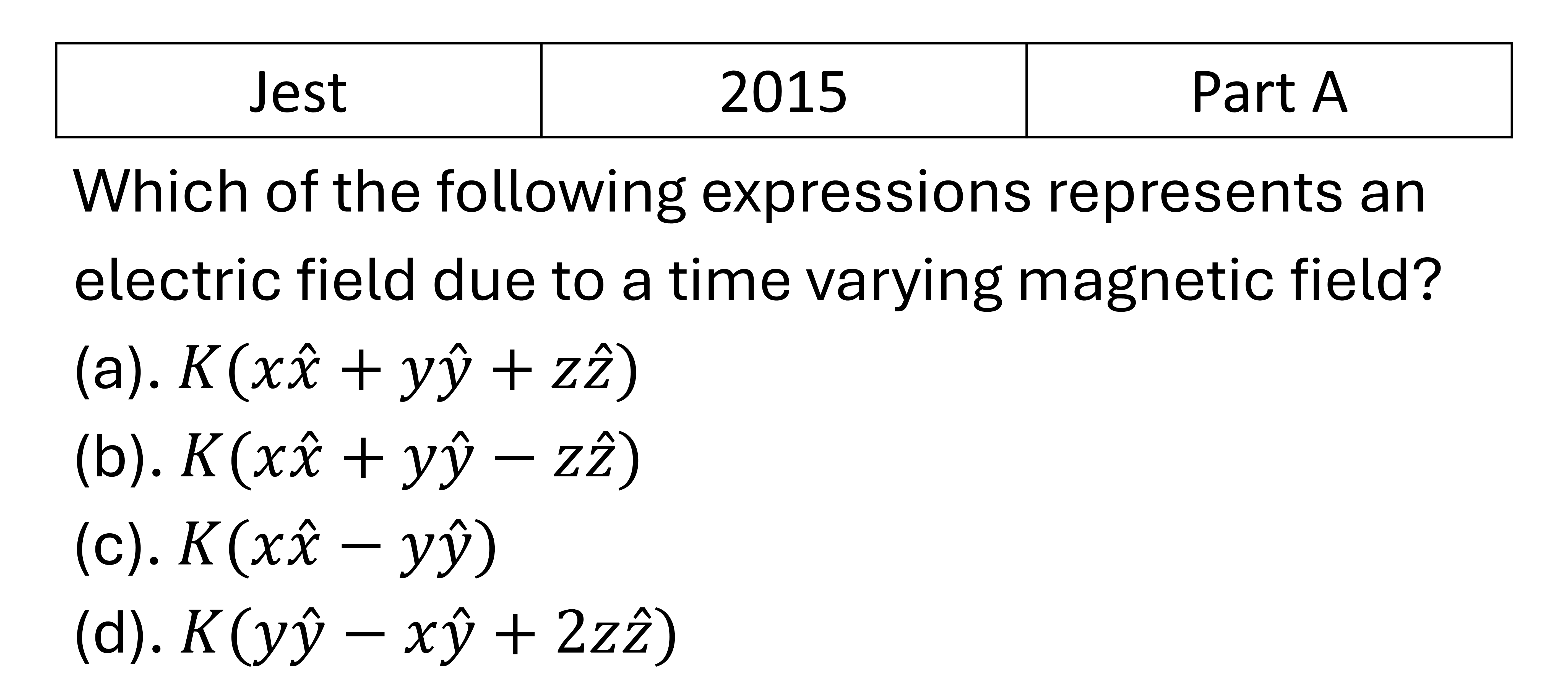 JEST 2015 Electrostatics previous year question JEST_2015_Q13