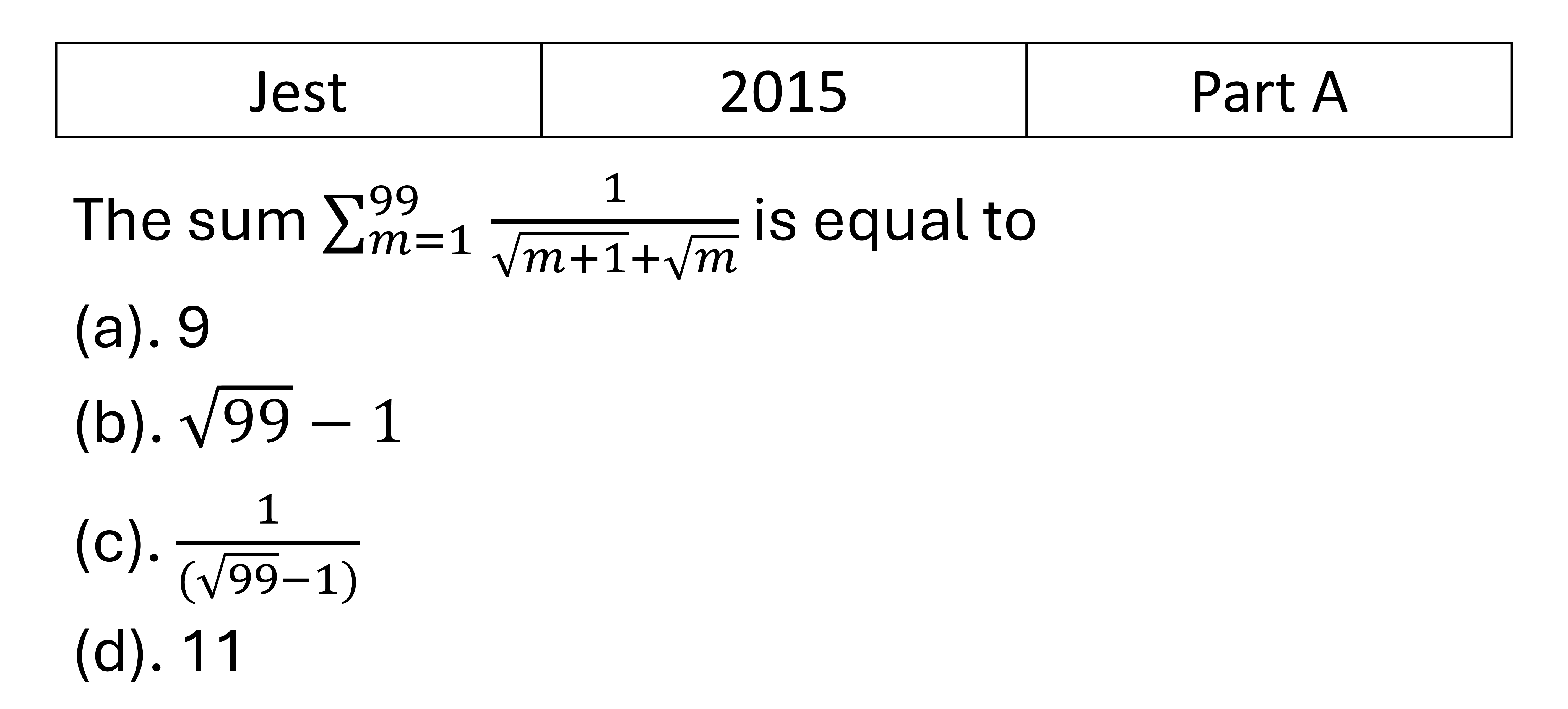 JEST 2015 Basic Calculus previous year question JEST_2015_Q21