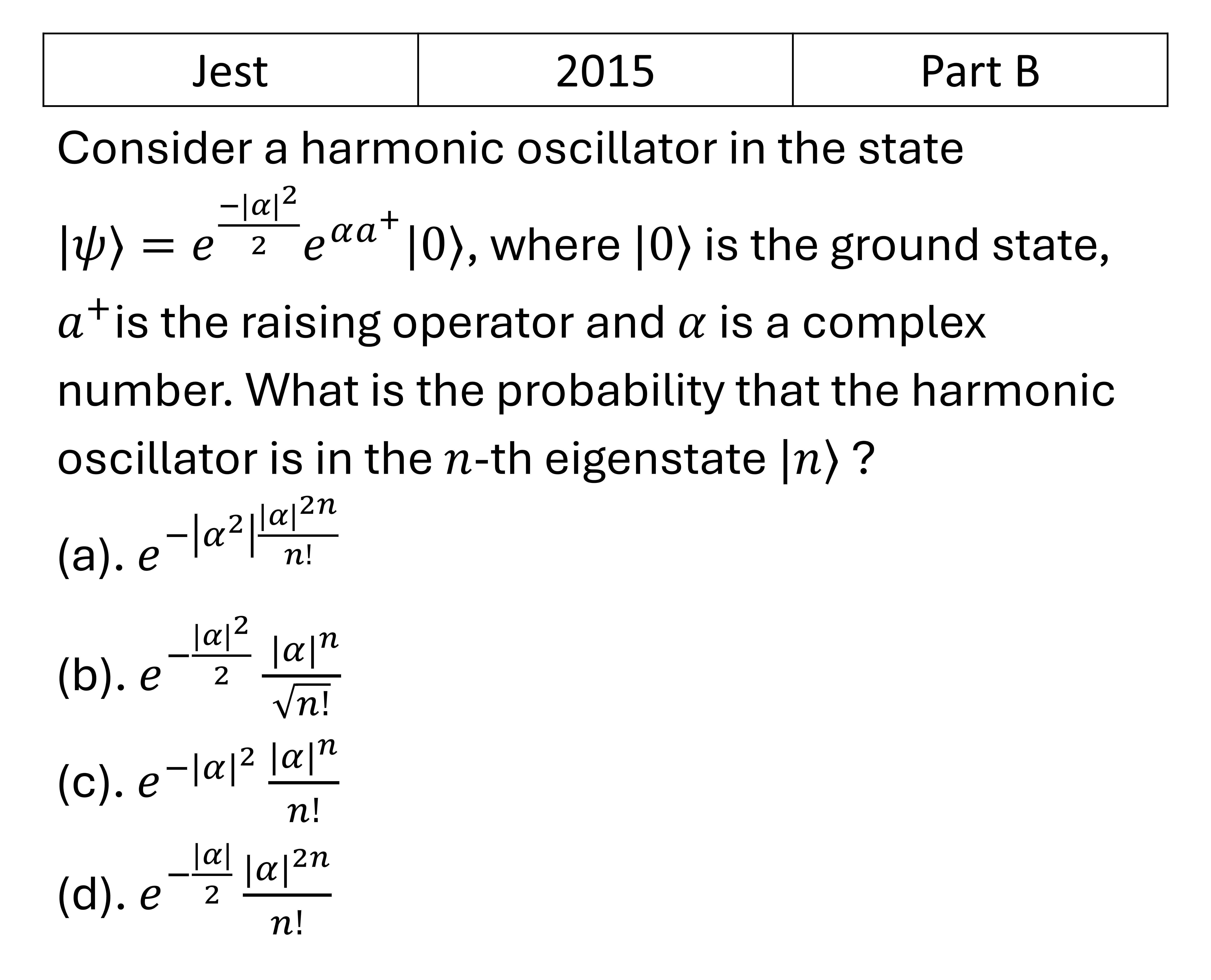 JEST 2015 Quantum Harmonic Oscillator previous year question JEST_2015_Q28