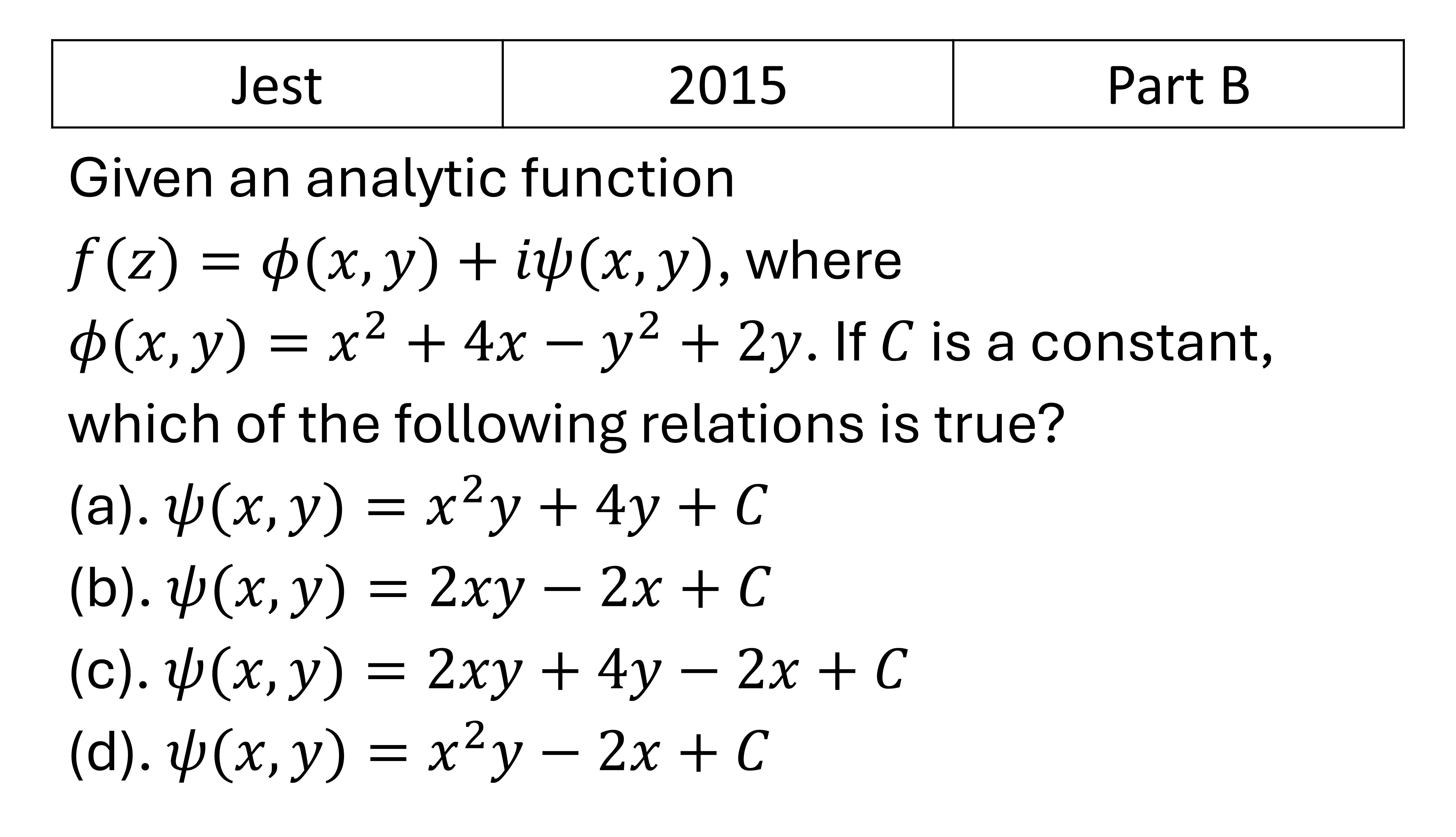JEST 2015 Complex Analysis previous year question JEST_2015_Q30