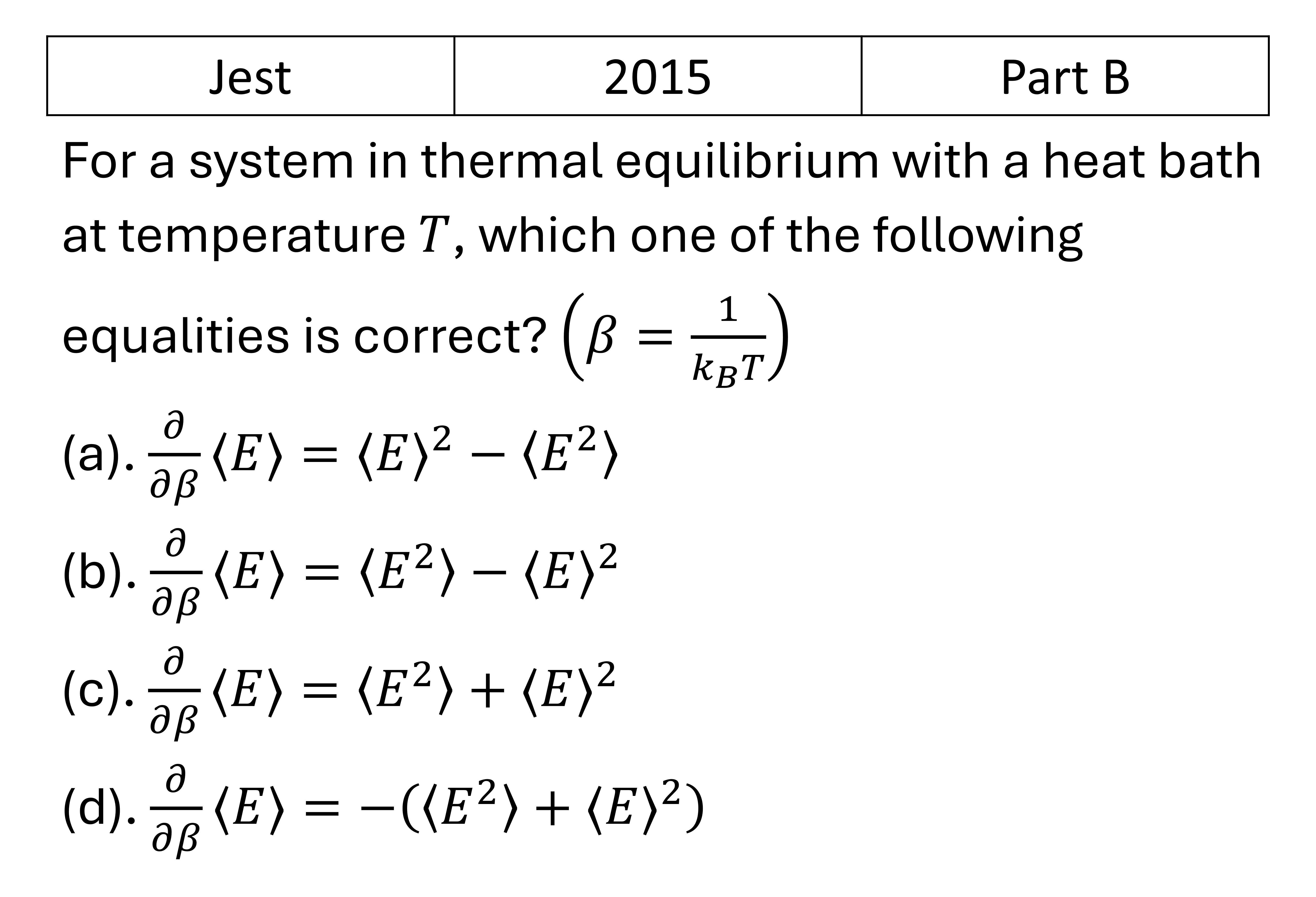 JEST 2015 Canonical Ensemble previous year question JEST_2015_Q31