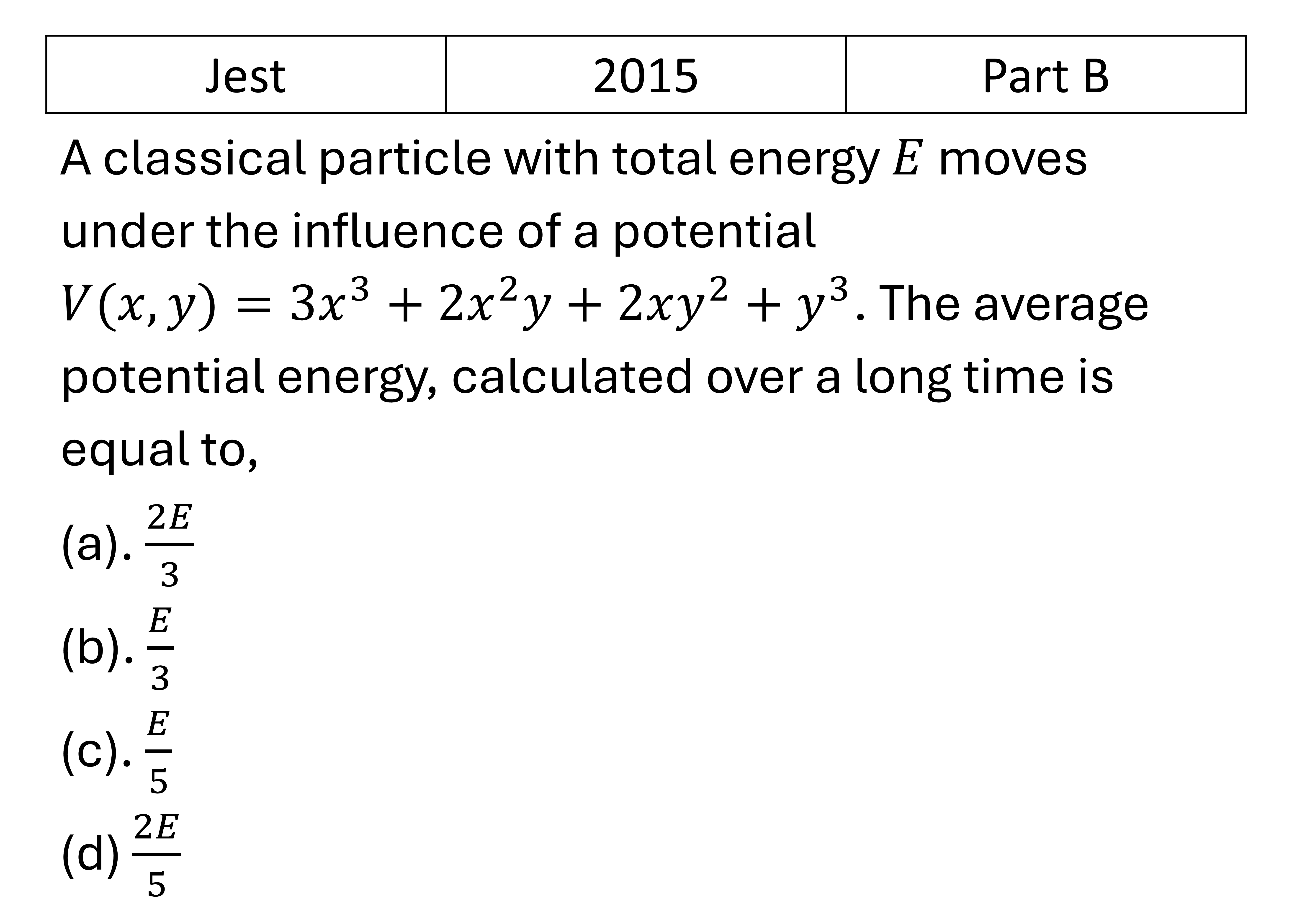 JEST 2015 Central Force and Gravitation previous year question JEST_2015_Q32