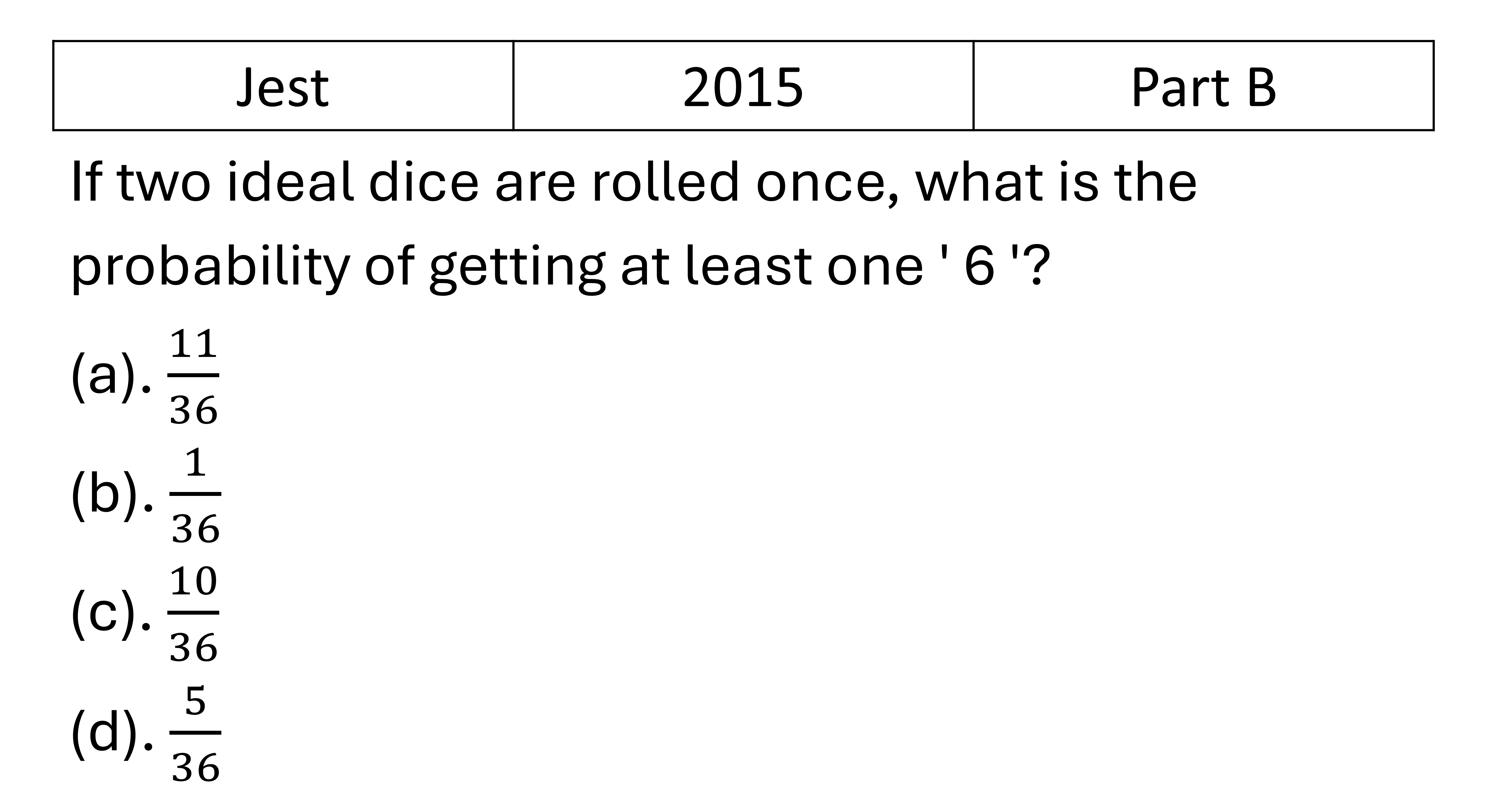 JEST 2015 Probability previous year question JEST_2015_Q33