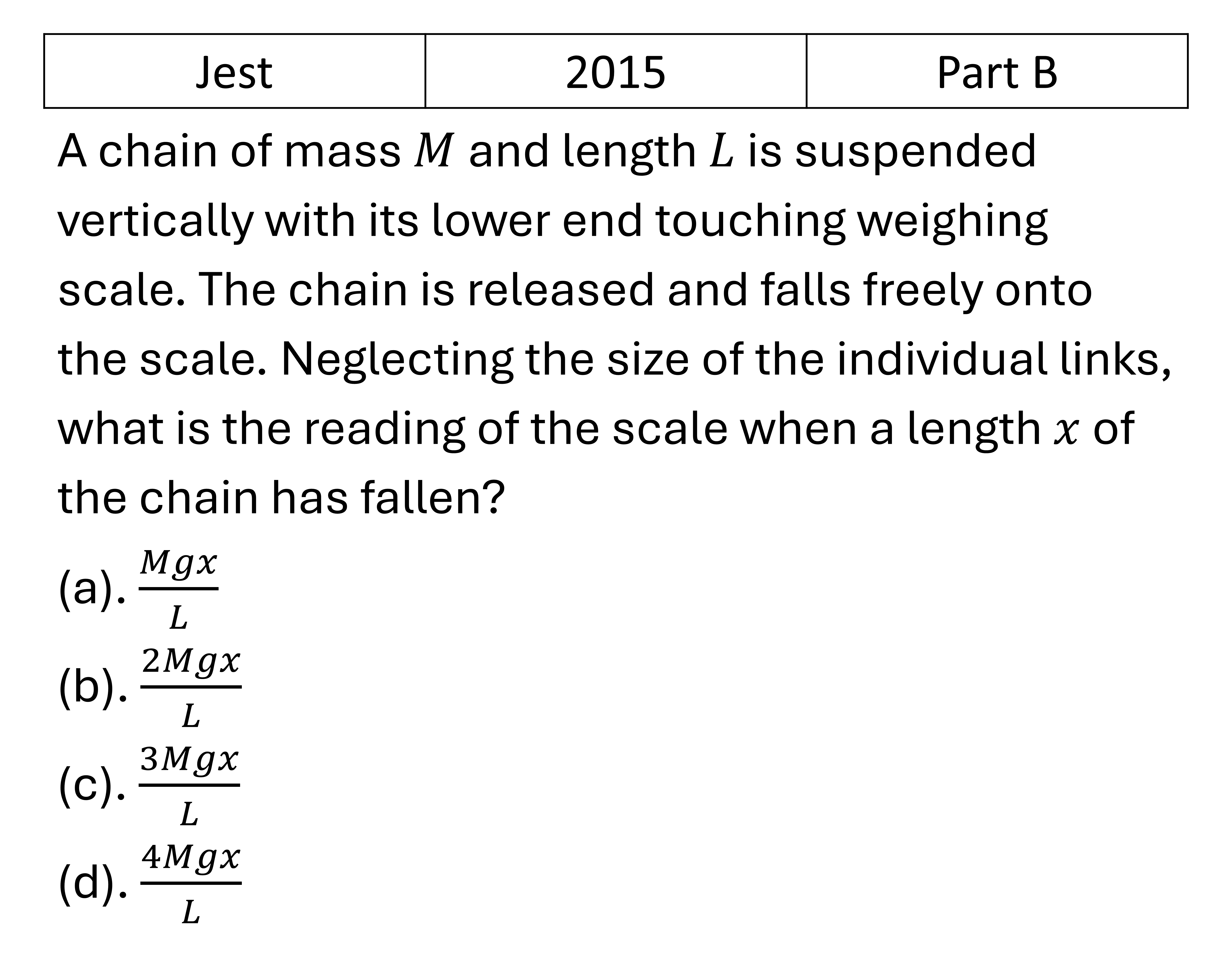 JEST 2015 Basic Mechanics previous year question JEST_2015_Q35