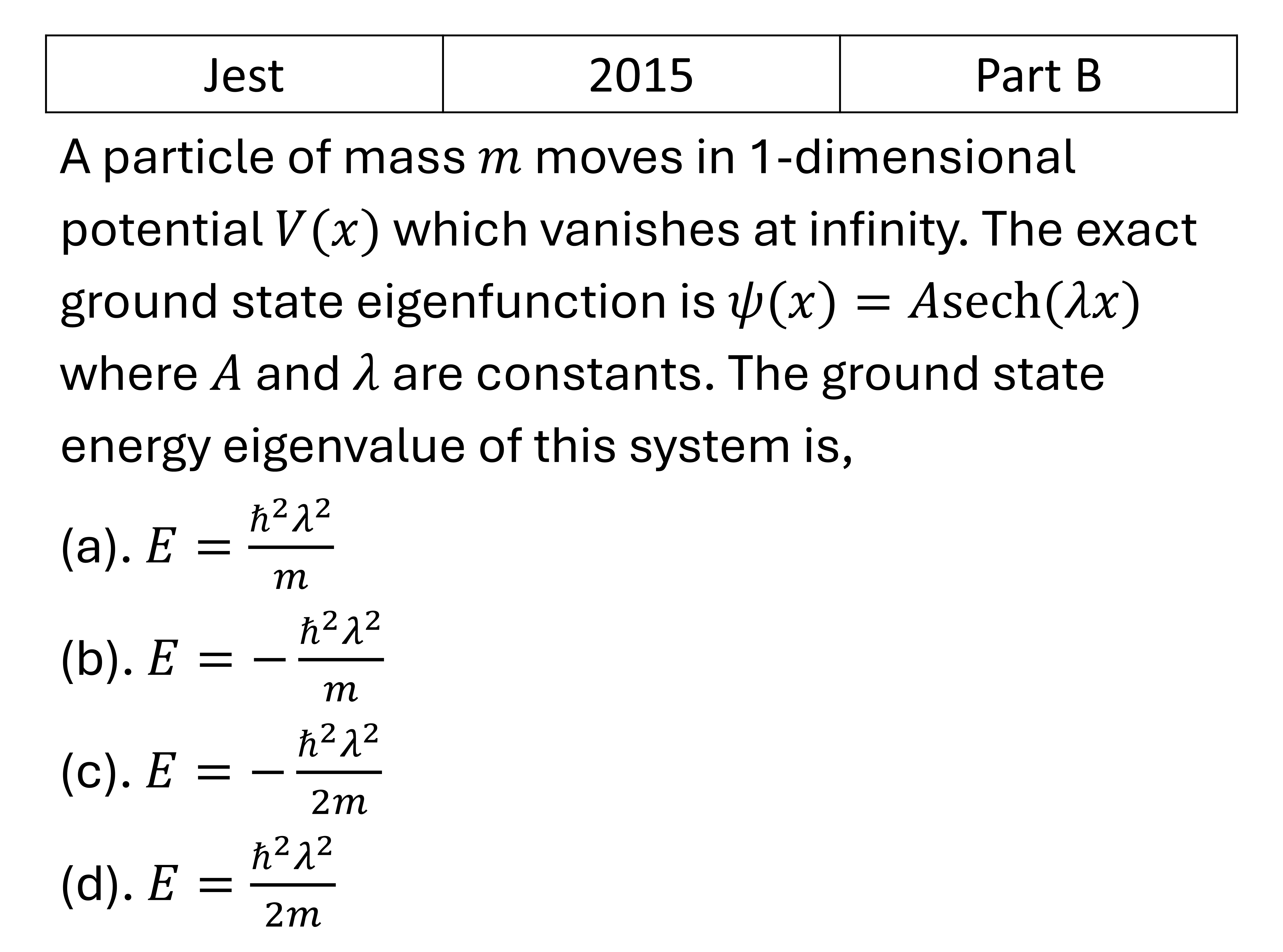 JEST 2015 WKB and Variational previous year question JEST_2015_Q37