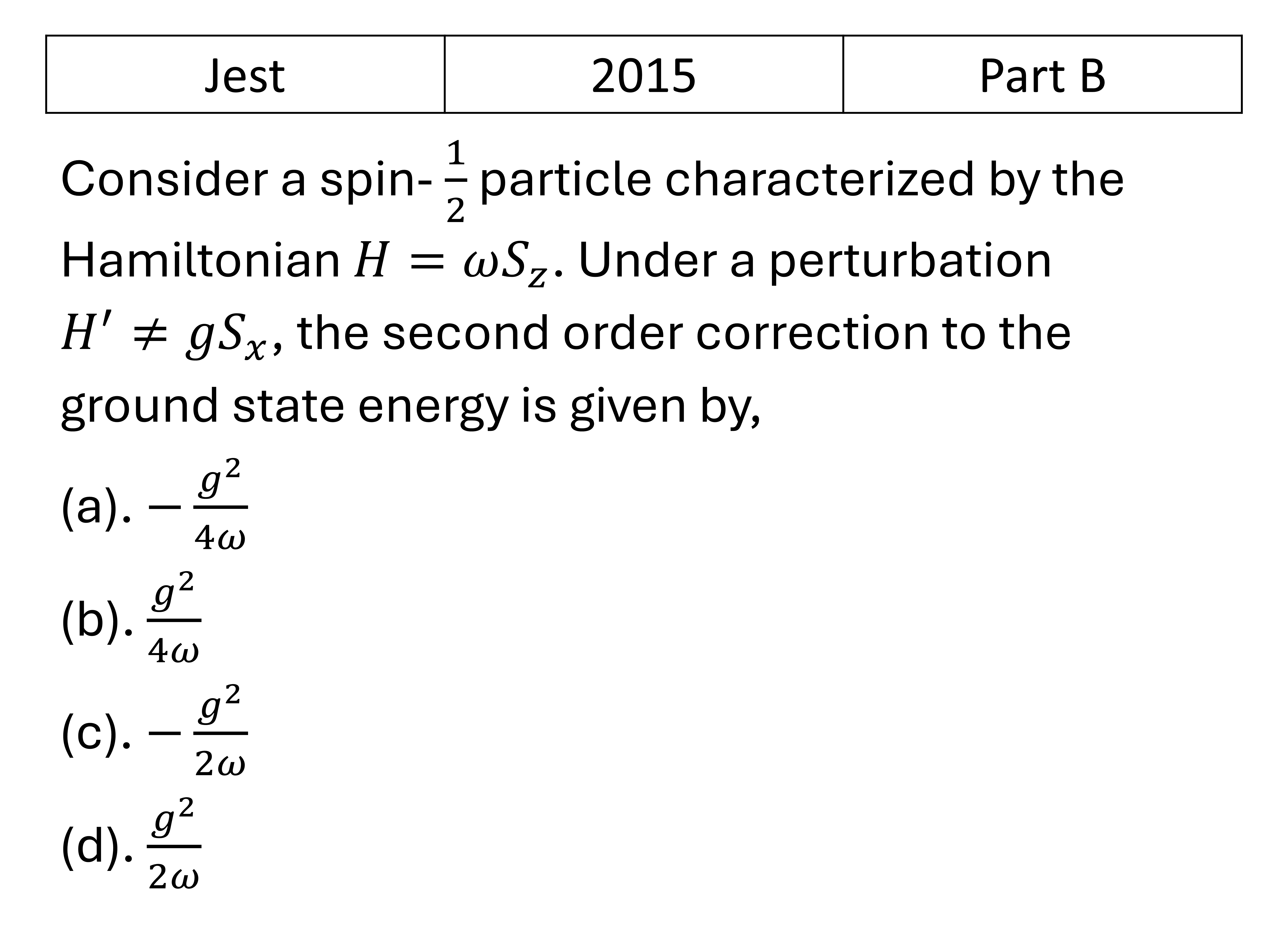 JEST 2015 Pertubation theory previous year question JEST_2015_Q38