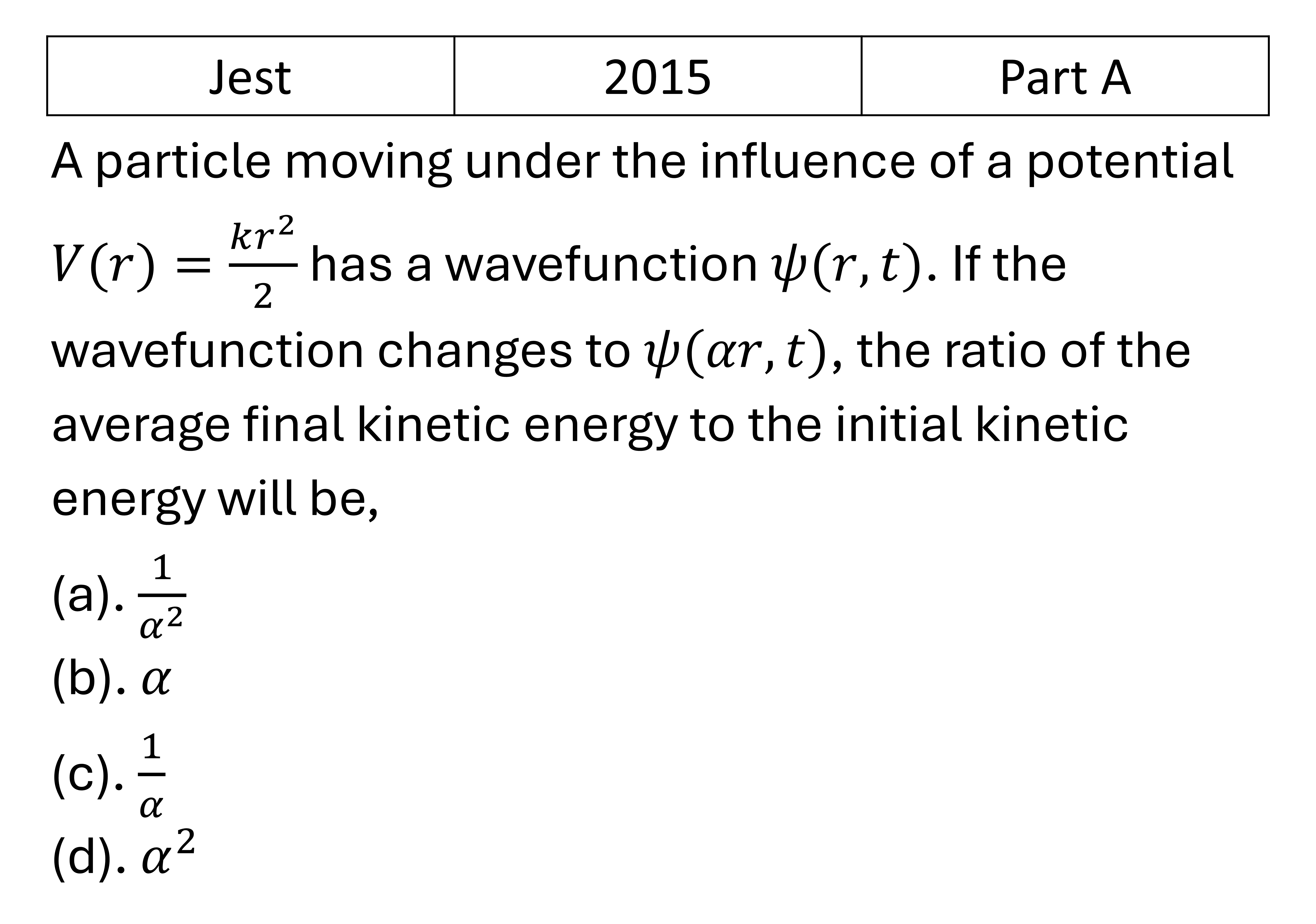 JEST 2015 Basic Quantum Mechanics previous year question JEST_2015_Q6