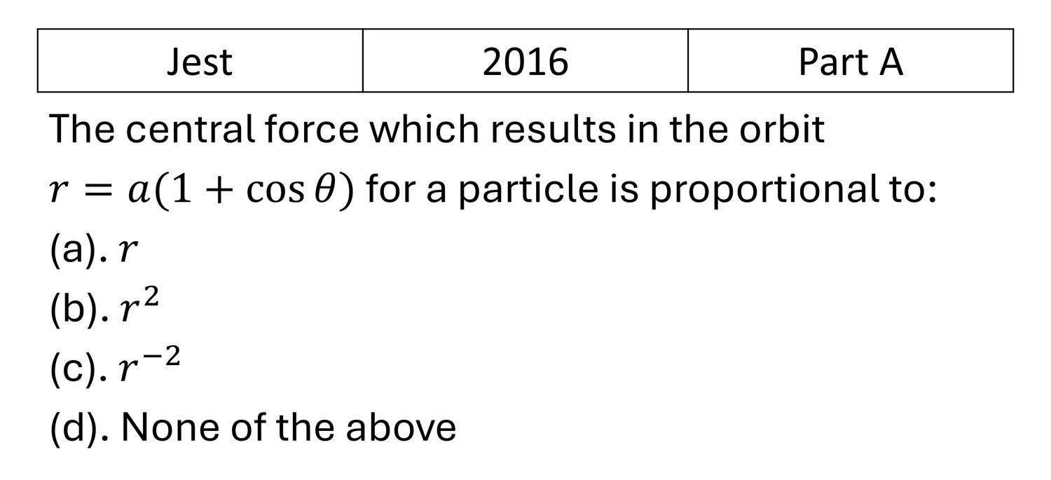 JEST 2016 Central Force and Gravitation previous year question JEST_2016_Q14