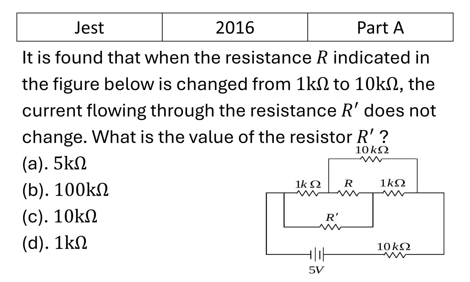 JEST 2016 Basic Electronics previous year question JEST_2016_Q16