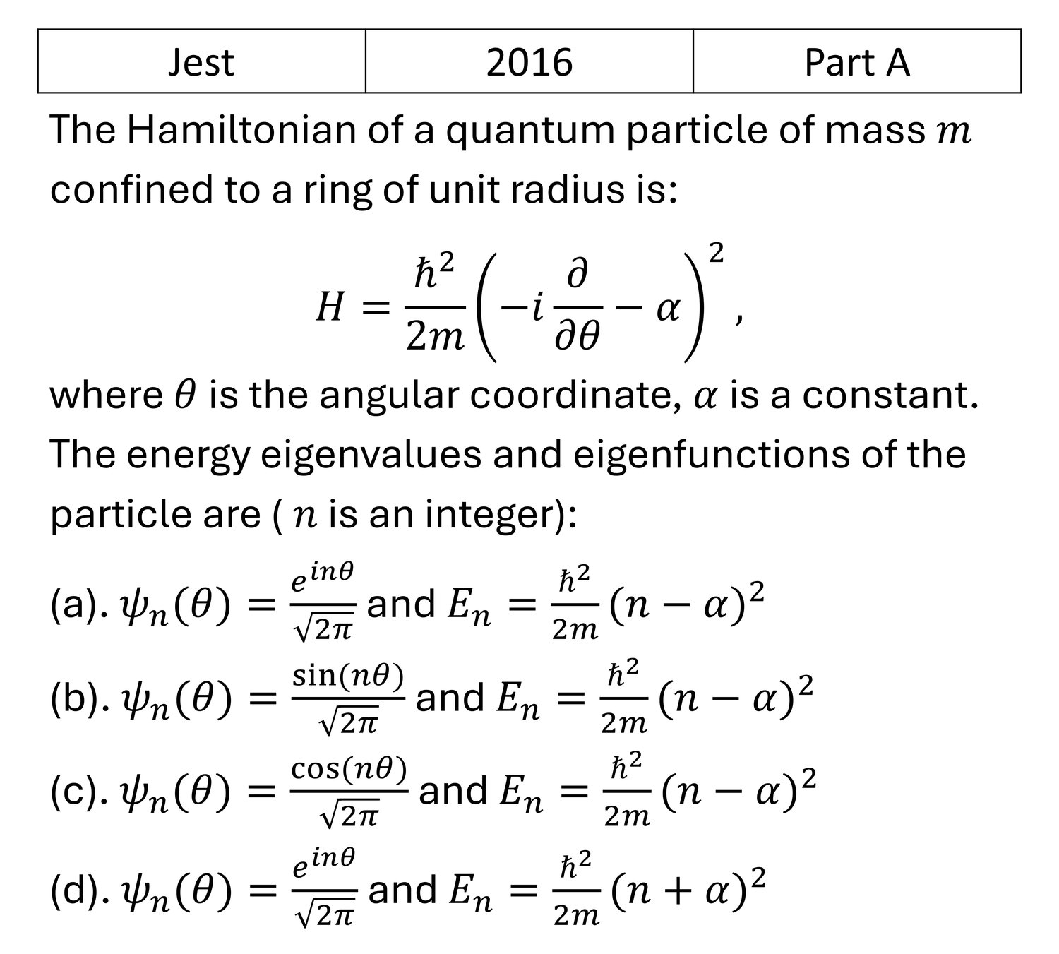 JEST 2016 Other 1d potentials previous year question JEST_2016_Q4