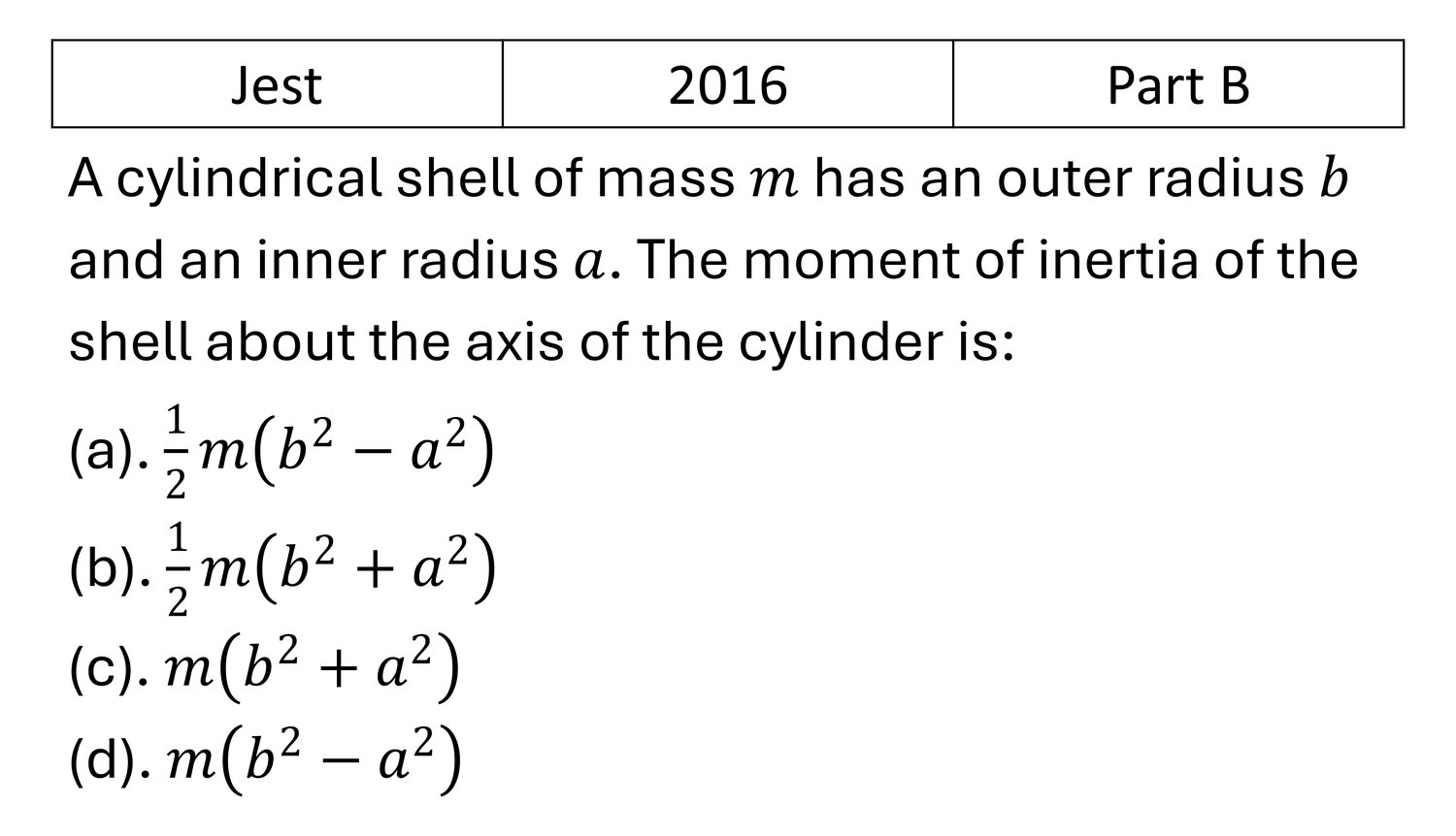 JEST 2016 Rotation Motion previous year question JEST_2016_Q43