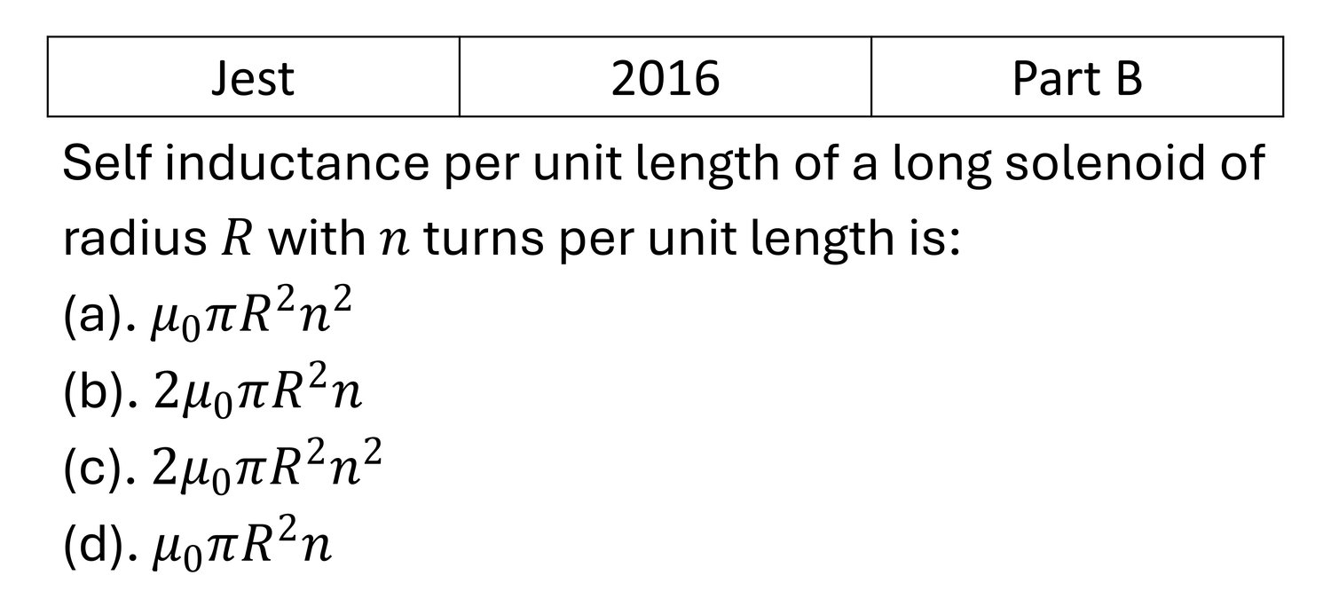 JEST 2016 Electrodynamics previous year question JEST_2016_Q47