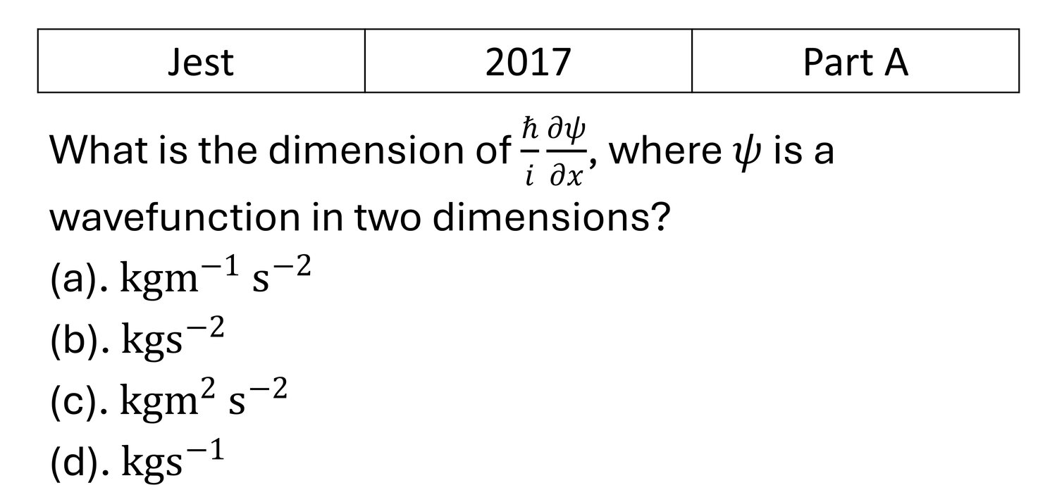 JEST 2017 Basic Quantum Mechanics previous year question JEST_2017_Q19