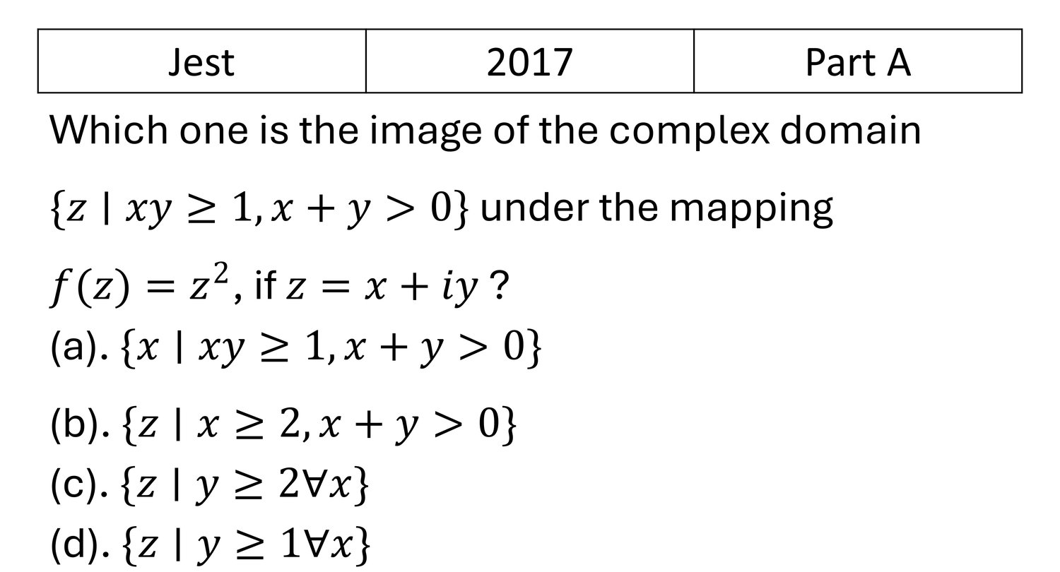 JEST 2017 Complex Analysis previous year question JEST_2017_Q21