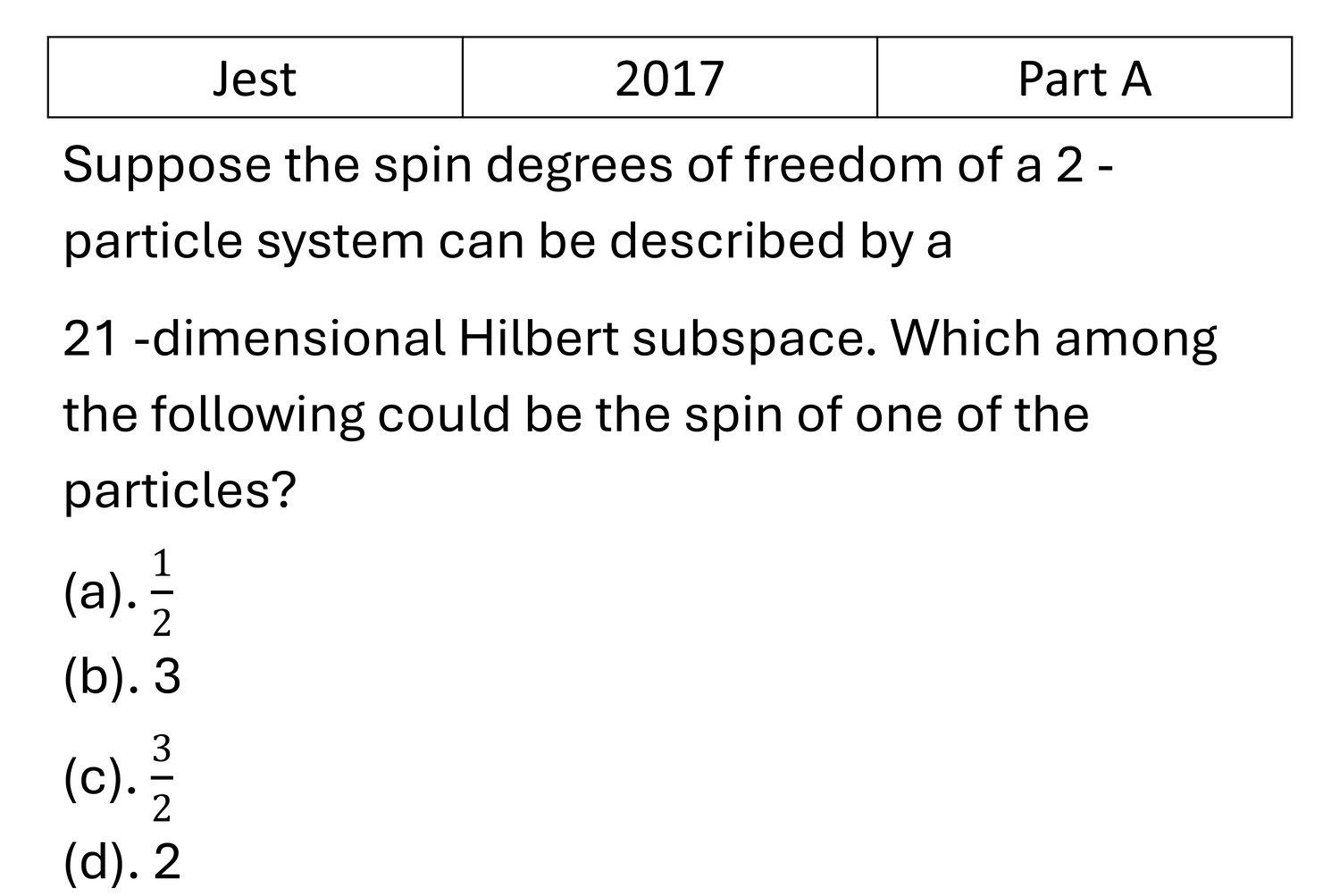JEST 2017 Basic Quantum Mechanics previous year question JEST_2017_Q24