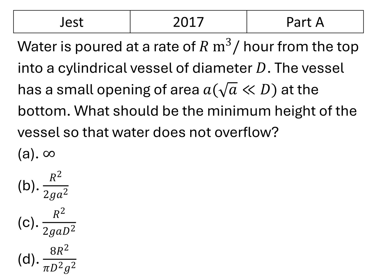 JEST 2017 Bulk Matter previous year question JEST_2017_Q25