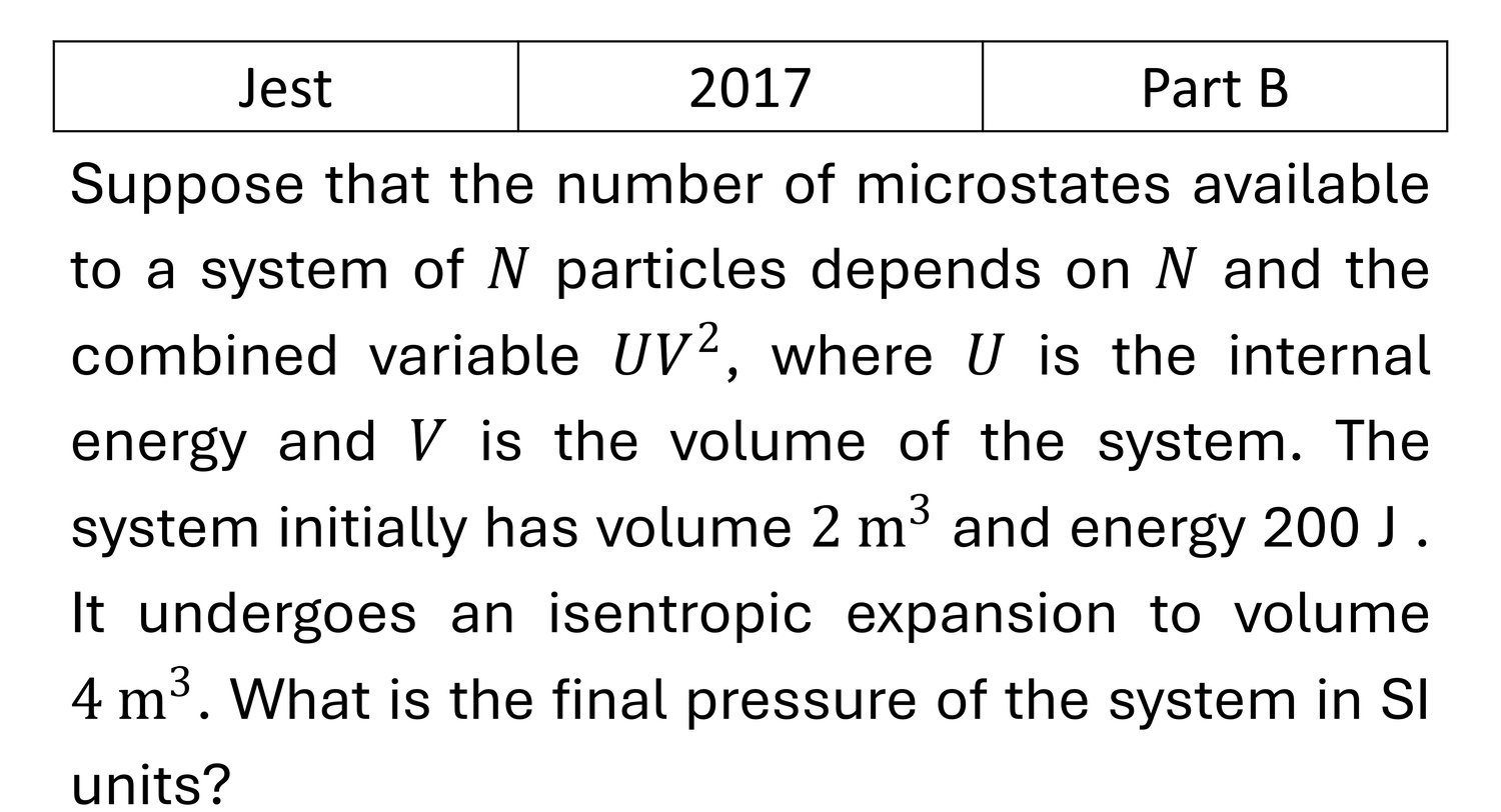 JEST 2017 Laws of thermodynamics previous year question JEST_2017_Q27