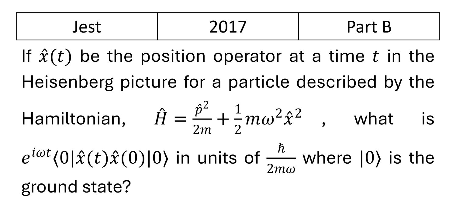 JEST 2017 Basic Quantum Mechanics previous year question JEST_2017_Q29