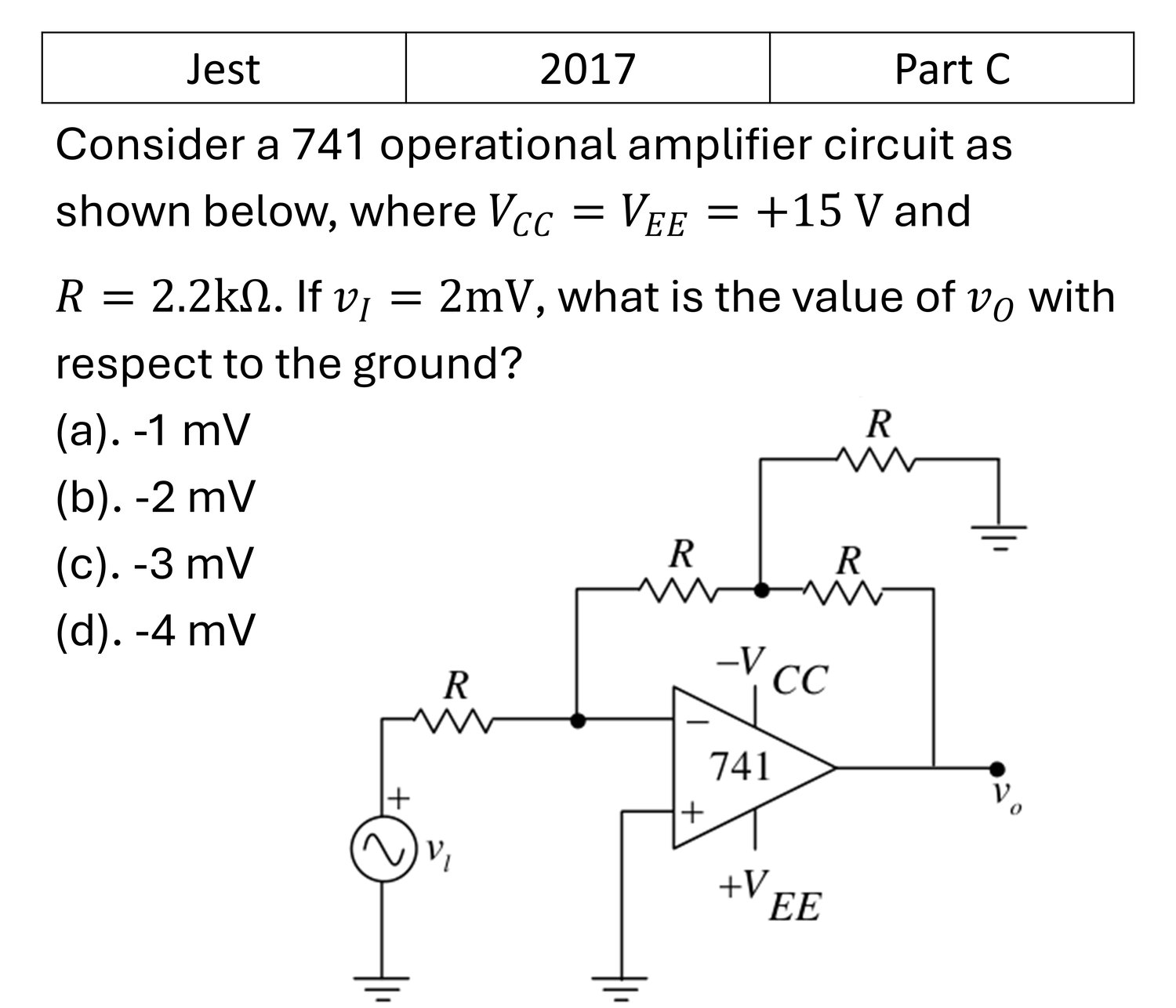 JEST 2017 OPAMP previous year question JEST_2017_Q36