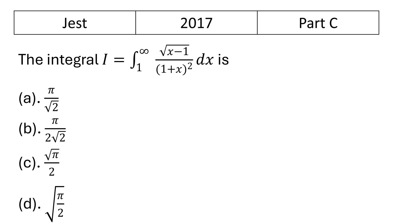 JEST 2017 Complex Analysis previous year question JEST_2017_Q37