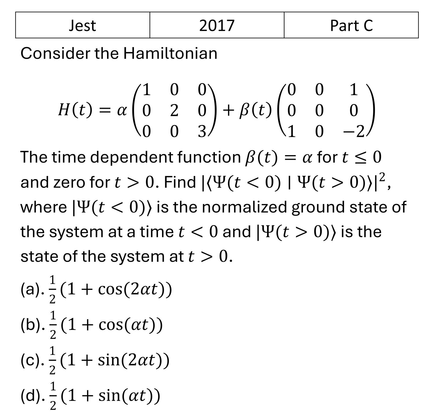 JEST 2017 Pertubation theory previous year question JEST_2017_Q41