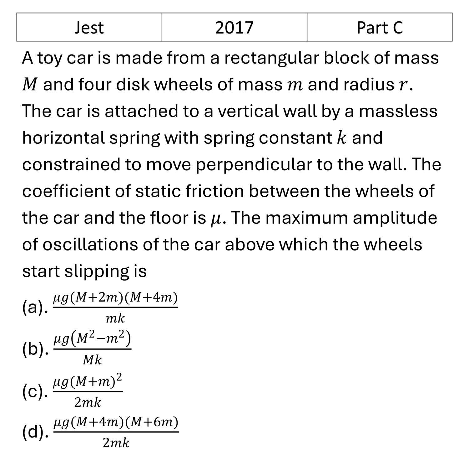 JEST 2017 Rotation Motion previous year question JEST_2017_Q50