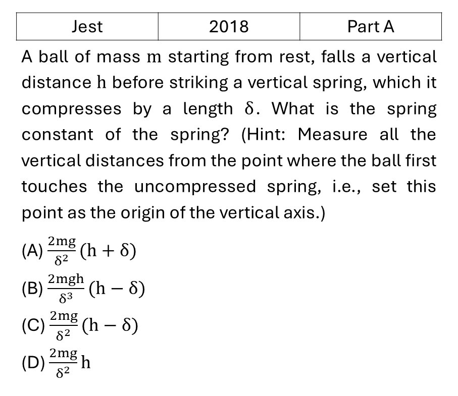 JEST 2018 Oscillations previous year question JEST_2018_Q1
