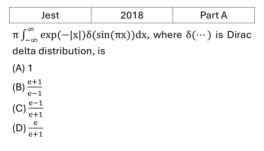 JEST 2018 Delta, Beta, Gamma functions previous year question JEST_2018_Q17