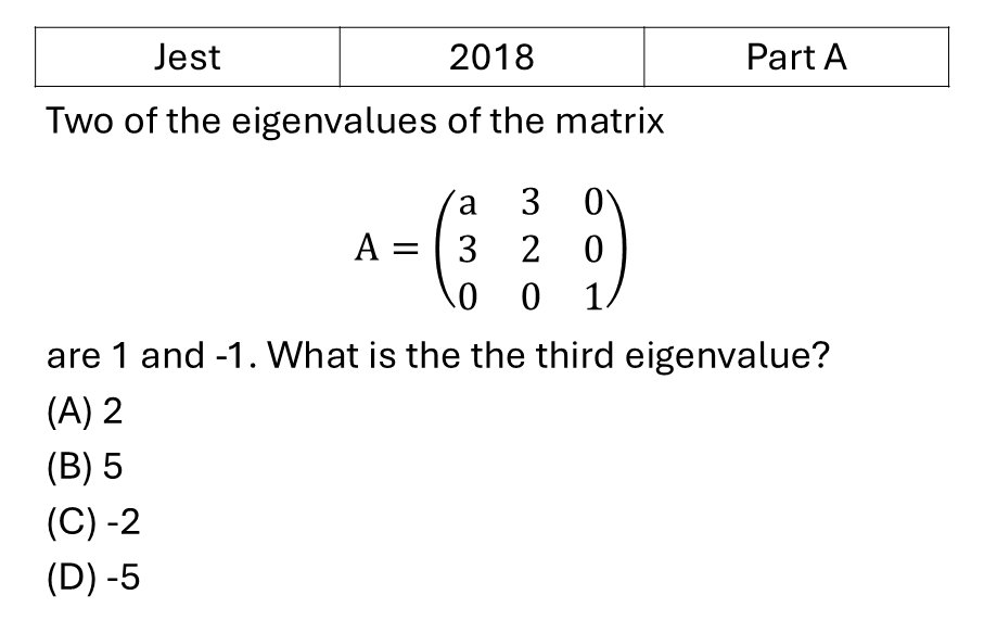 JEST 2018 Matrices previous year question JEST_2018_Q19