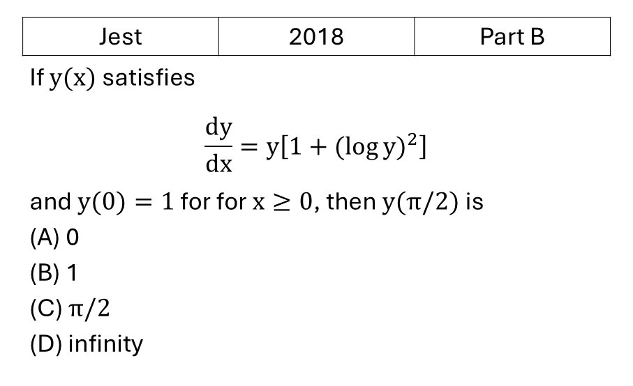 JEST 2018 Differential Equation previous year question JEST_2018_Q29