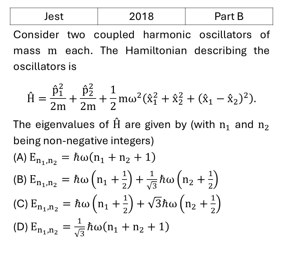 JEST 2018 Quantum Harmonic Oscillator previous year question JEST_2018_Q30