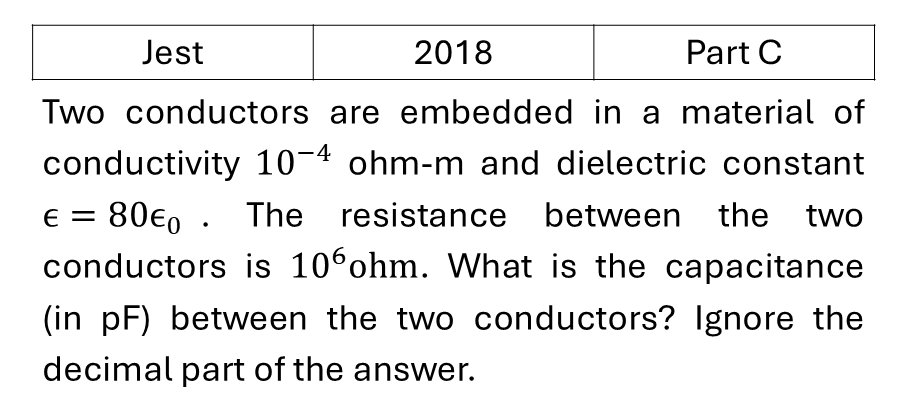JEST 2018 Electrostatics previous year question JEST_2018_Q42